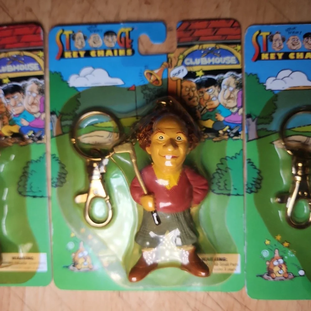 Set Of 3 The Three Stooges Golf Key Chain Sealed Brand New  1999 Larry Moe Curly